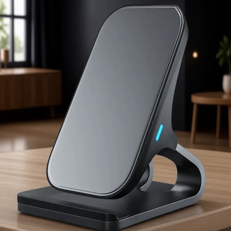 Wireless Charger Mount 10W 7.5W 5W Qi Fast Charging Pad 2 Coils Case Friendly Anti Slip Rubber Type C Input